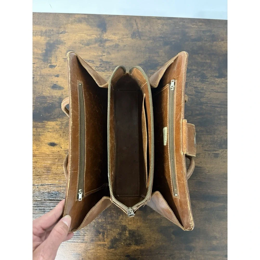 Vintage Robert's Leather Embossed Leather Purse Handbag Monterrey Mexico Made